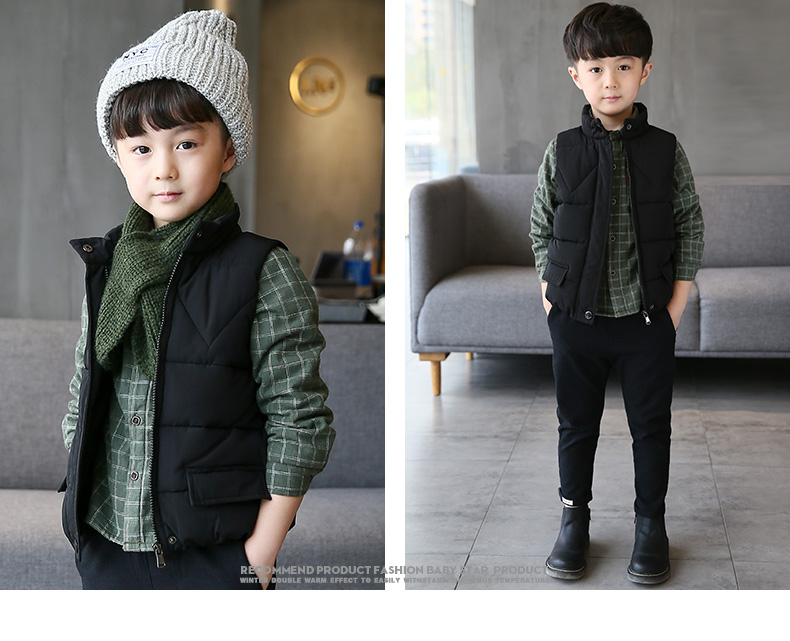 Quần áo bé trai mùa thu và mẫu mùa đông vest cotton dày 2018 mới to trẻ em trẻ em phiên bản Hàn Quốc của cậu bé vest mùa đông thủy triều áo gile hàn