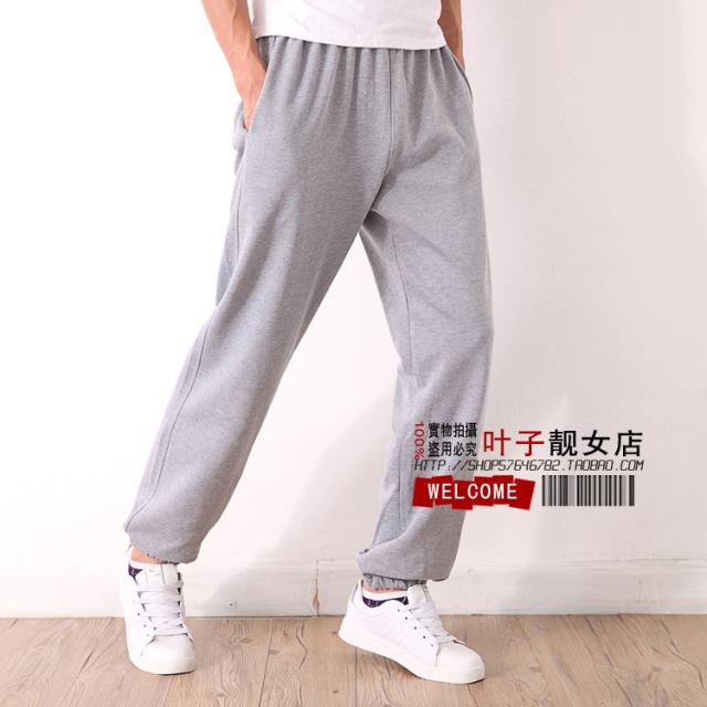 Mùa xuân và mùa thu quần yếm đen nam cộng với phân bón XL quần thể thao màu rắn cotton đóng quần giản dị quần áo nam đẹp