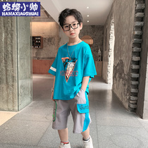 Boy Clothing Boy Summer Clothing Suit 2021 New Handsome Young Boy Casual Boy Short Sleeve Summer Suit Tide