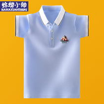 Boys half-sleeved T-shirt summer 2021 new middle and large children polo shirt Western style boys short-sleeved T-shirt lapel cotton