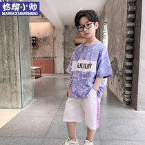 Boy short sleeve suit Summer 2022 New trends trendy CUHK Childrens Korean version Short sleeves Children Two sets