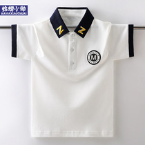 Childrens clothing Boys short-sleeved T-shirt summer clothes Large childrens casual POLO shirt Fashionable T-shirt top lapel Paul shirt tide
