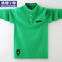 Boys t-shirt long-sleeved 2021 new foreign style spring clothes middle and large children children lapel polo shirt T-shirt boys top tide