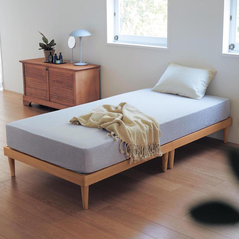 Export single bed without backrest 1 meter without headboard ash wood solid wood bed frame lunch break bed Japanese style log color simple