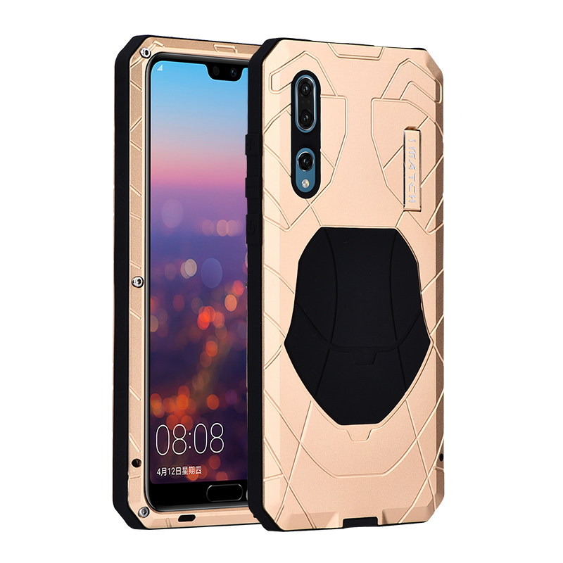 iMatch Water Resistant Shockproof Dust/Dirt/Snow-Proof Aluminum Metal Military Heavy Duty Armor Protection Case Cover for Huawei P20 & Huawei P20 Pro