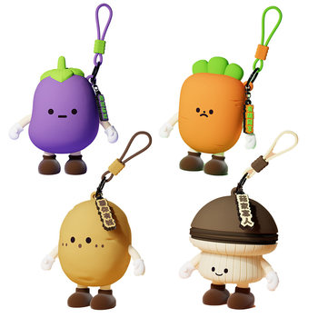 Cute Vegetable Series Coin Purse Radish Fun Earphone Mini Silicone Storage Bag Eggplant Backpack Keychain