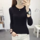 Áo sơ mi nữ tay dài đáy dài 2019 phiên bản Hàn Quốc thời trang thu đông mới màu rắn hoang dã cổ tròn đan áo len nữ - Áo / áo thun