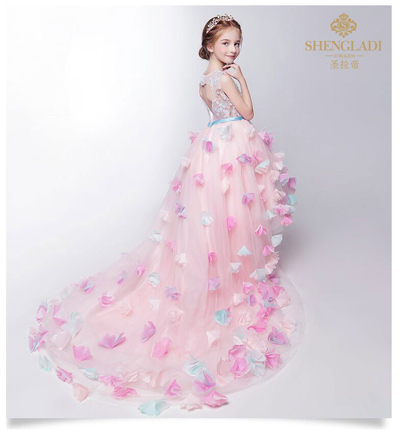Trang phục trẻ em nữ công chúa váy hoa cô gái váy pettiskirt cô gái trang phục piano trẻ em mẫu catwalk váy cưới đầm đẹp cho be gái 7 tuổi