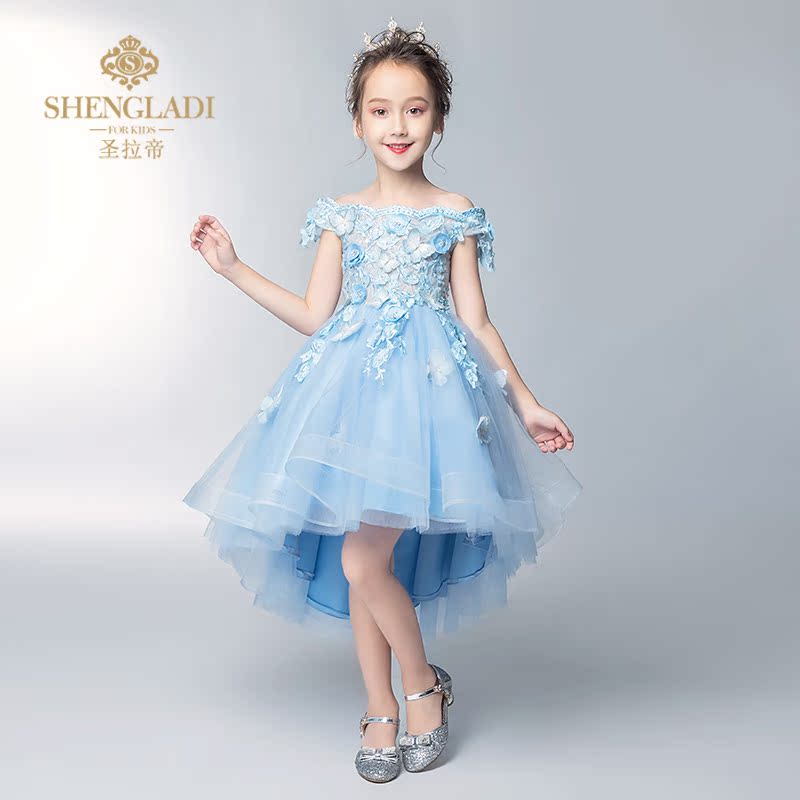 Váy trẻ em công chúa váy 2018 từ mới hoa vai cô gái váy nữ đám cưới chủ trang phục piano bộ vest dự tiệc cho bé trai