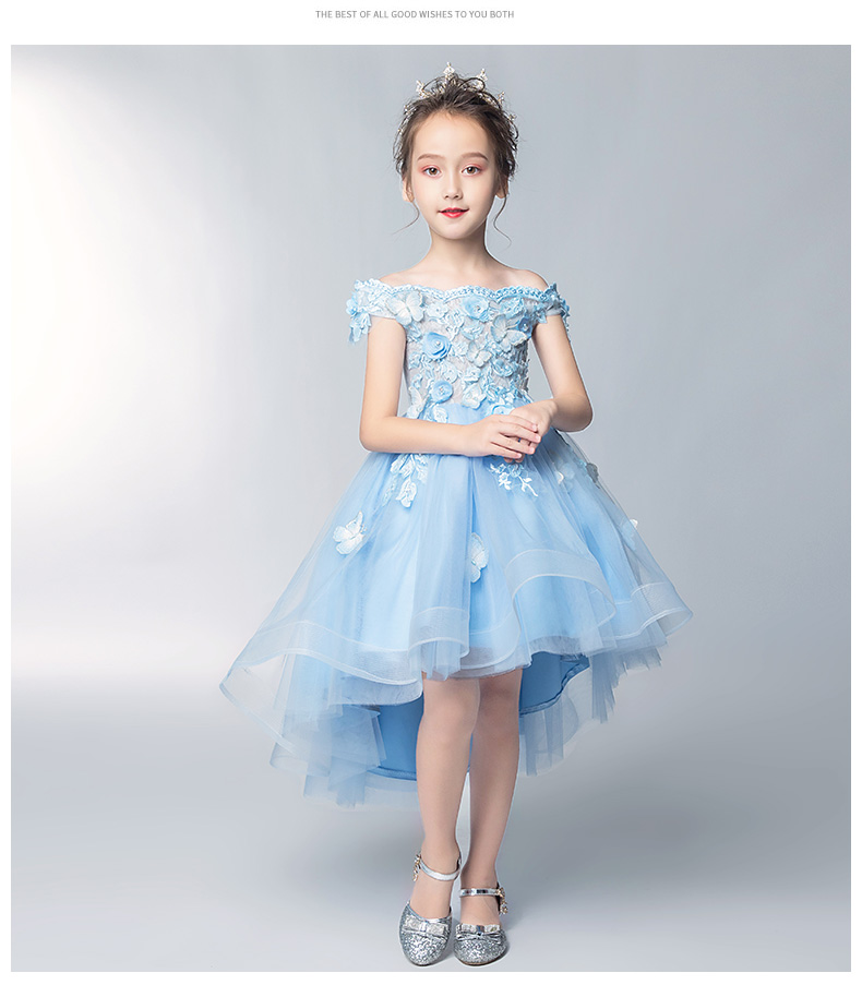 Váy trẻ em công chúa váy 2018 từ mới hoa vai cô gái váy nữ đám cưới chủ trang phục piano bộ vest dự tiệc cho bé trai