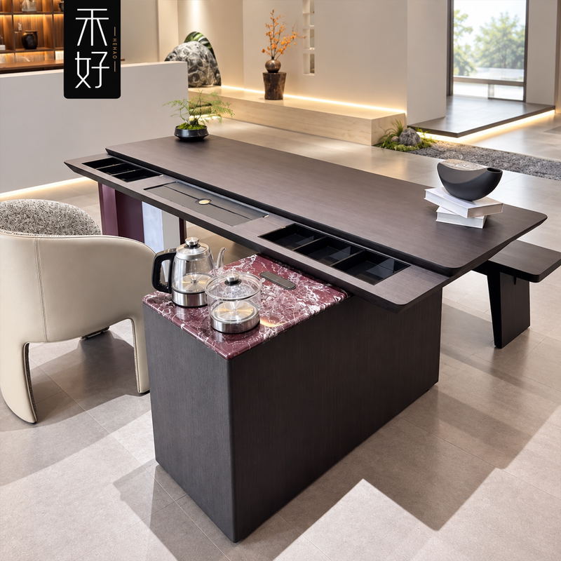 Italian-Style Light Luxury Sliding Tea Table, Solid Wood Multifunctional Office Tea Table, Tea Cabinet Integrated Tea Room, Home Tea Brewing Table Italian-Style Light Luxury Sliding Tea Table, Solid Wood Multifunctional Office Tea Table, Tea Cabinet Integrated Tea Room, Home Tea Brewing Table