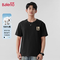 【Чистый хлопковой короткий рукав】 черный#MB Золотая панда