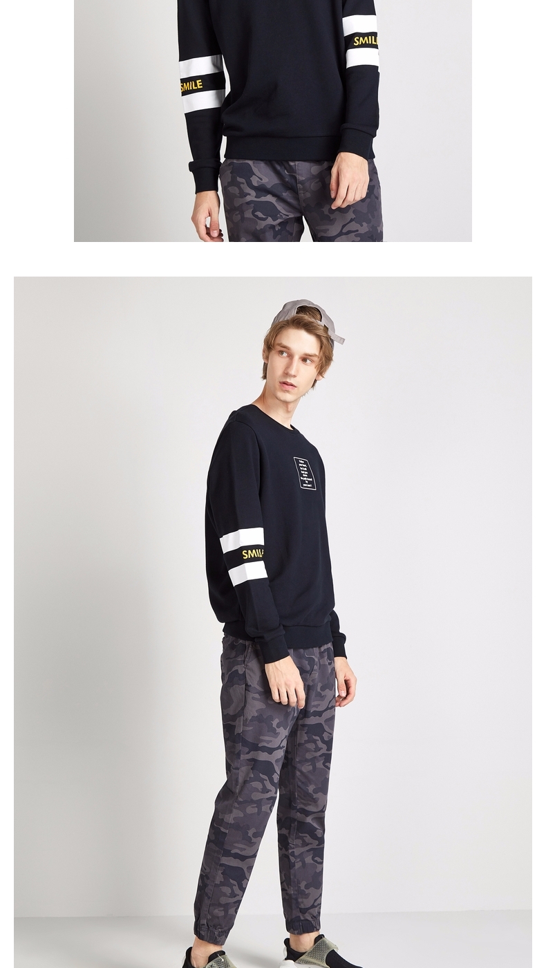Baleno Benny Road Áo len nam dài tay cổ tròn hit Màu siêu lửa Chữ in Thủy triều nam hàng đầu áo nỉ hoodie