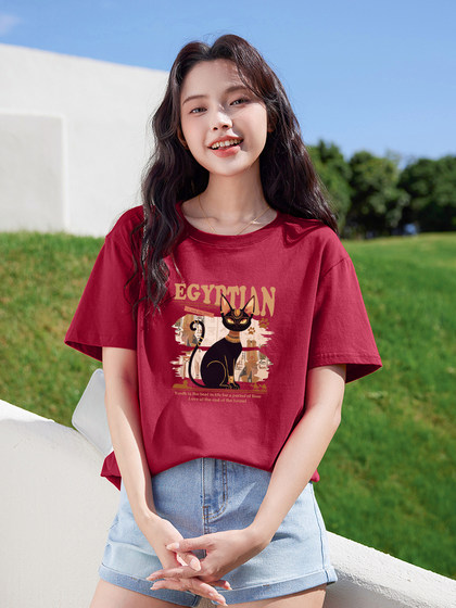 班尼路S&K系列美式短袖t恤女纯棉夏季2025新款宽松打底慵懒上衣H