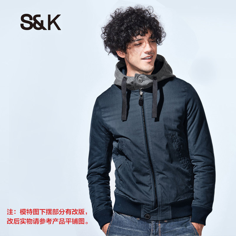 Baleno Banny đường Jacket nam Casual Trend Handsome Fake Hai đội mũ trùm đầu áo khoác M