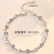Xia Fu Li sterling bạc vòng đeo tay nữ dát Swarovski zirconium Hàn Quốc phiên bản của cặp vợ chồng cá tính đơn giản Sen sinh viên sinh viên bạn gái
