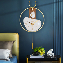 Nordic light luxury deer head clock clock wall clock living room home fashion personality creative clock wall art atmospheric decoration