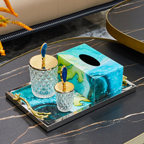 Home storage tray living room coffee table model room crystal ball small ornaments light luxury modern European jewelry tissue box