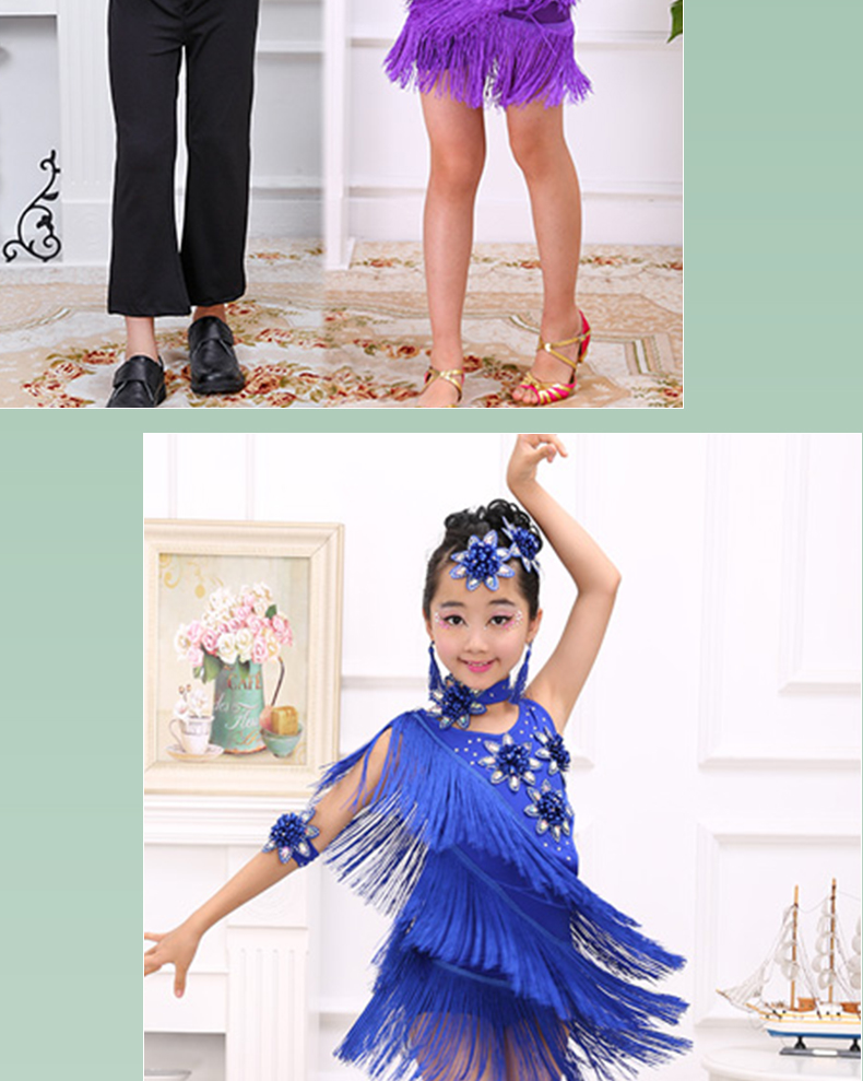 Trang phục khiêu vũ trẻ em Latin cô gái tua váy Latin nhảy váy quần áo bé trai thi đấu quần áo - Trang phục quần áo trẻ em hàn quốc