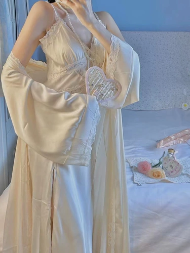 Сладкая оригинальная ретро шелковистая пижама, французский ретро стиль