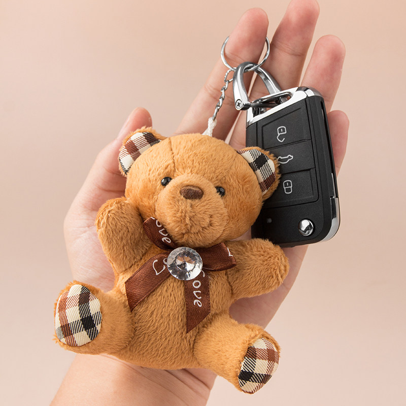 Small Bear Plush Paparazzi Key Buckle Pendant Cute Male And Female Couple Cartoon Car Chain Loops A Pair Of Brief Hanging Accessories