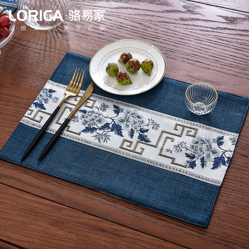 Loci Home New Chinese Dining Mat Cloth Art Embroidery Vase Mat Cotton Linen Dining Cloth Cushion Cigarette Ashtray Tea Cup Cushion Table Mat