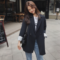 Black small suit jacket woman 2022 spring autumn new Korean version loose and casual retro Inrenchic net red west suit