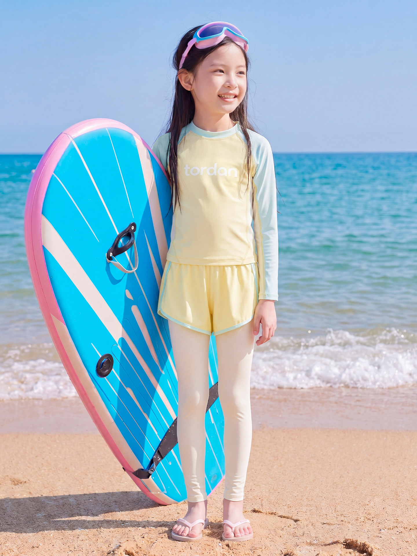 女童泳衣中大童带胸垫2026新款儿童长袖防晒游泳衣青少年女孩泳装 — 20
