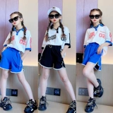 Спортивный костюм для мальчиков, детская форма, футболка, комплект, популярно в интернете, короткий рукав