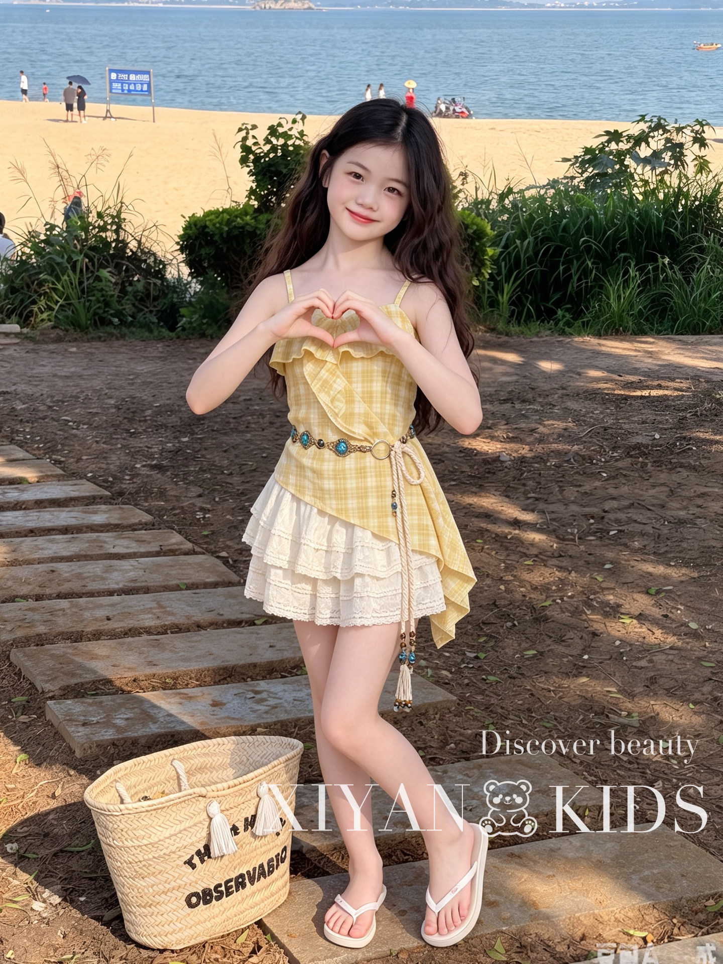 Girls' Summer Dress with a High-End Dopamine Style for the Beach, Big Girl Summer Outfit, Children's Strap Dress — 1