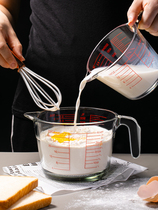 Glass measuring cup with scale thickening can be heated by microwave oven and high temperature resistant large capacity ml meter baking measuring cup