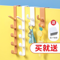 Door rear adhesive hook No nail on the door hanger no trace hanging clothes hook wall hanging coat hook door back type 5 hooks bag hook