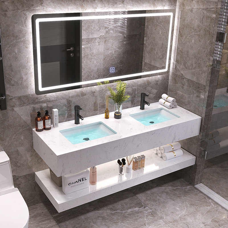 Nordic Bathroom Cabinet Combined Modern Simple Twin Basin Balcony Washing Bathroom Toilet Toilet