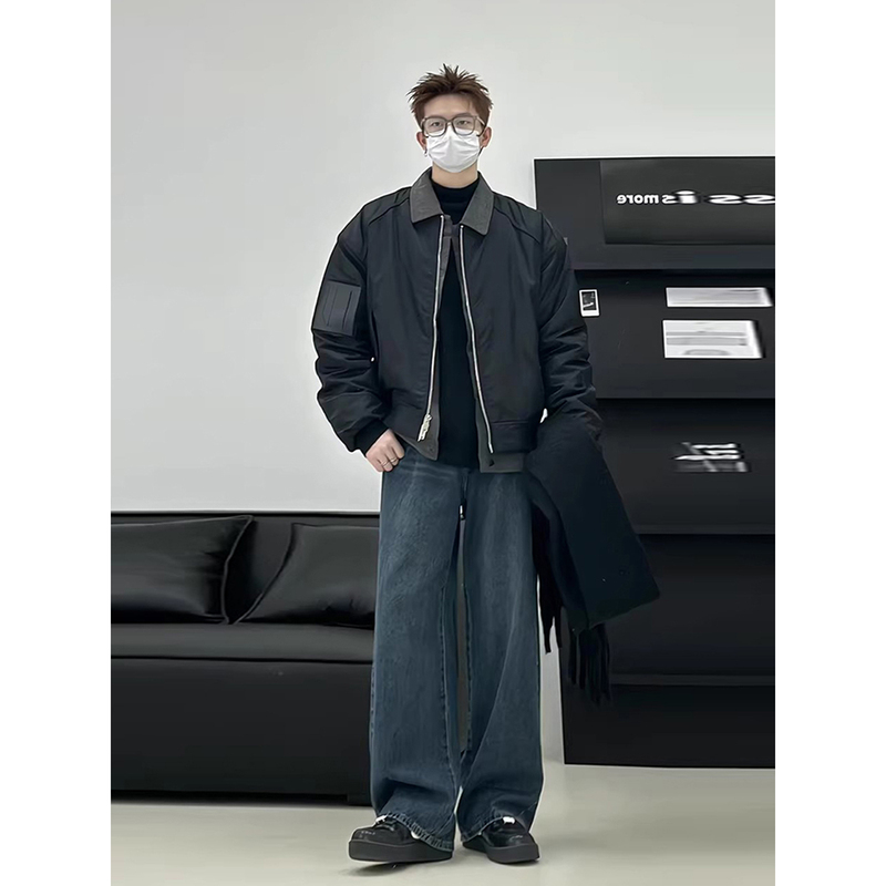 Fake Two-Piece Ma1 Pilot Jacket down Cotton Coat for Men, Winter American Style Guangzhou Baseball Jacket Thickened Cotton Coat