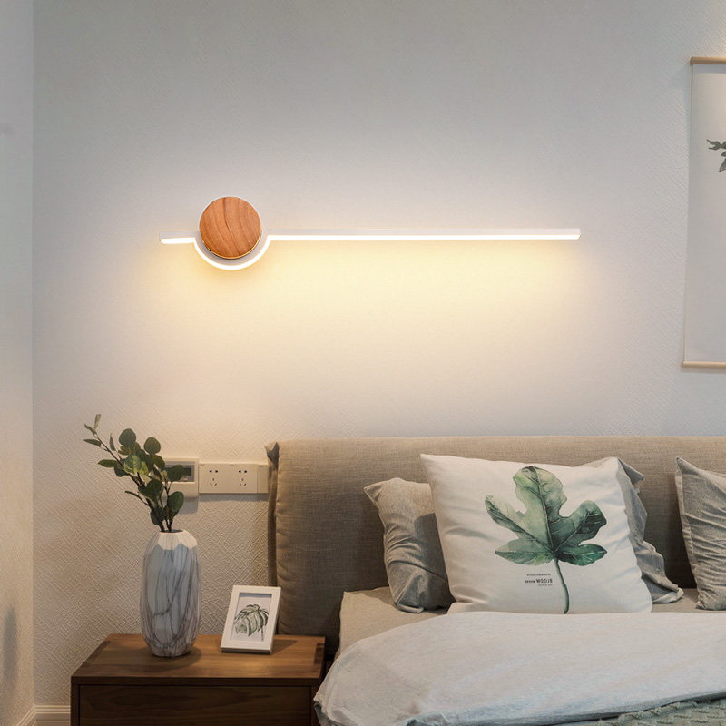 Japanese long-bar bedroom walllampsofa background walllampstairladdercorridor minimally minimally wooden cream wind lamps