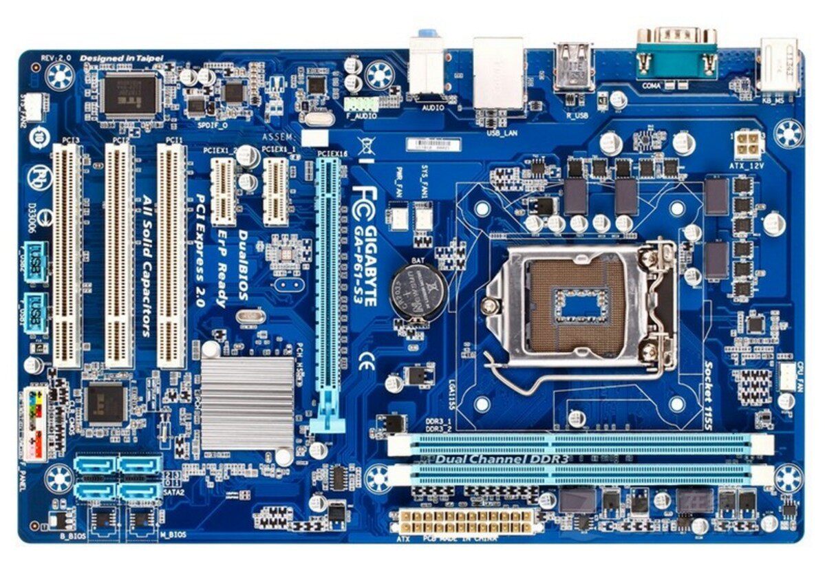 Gigabyte Technology Gia P61-S3 1155 Pin DDR3 Full-Solid Independent Large Board H61 Motherboard
