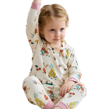 Girls' autumn clothes and autumn pants all pure cotton warm underwear baby autumn and winter bottoming shirts infant pajamas home clothes
