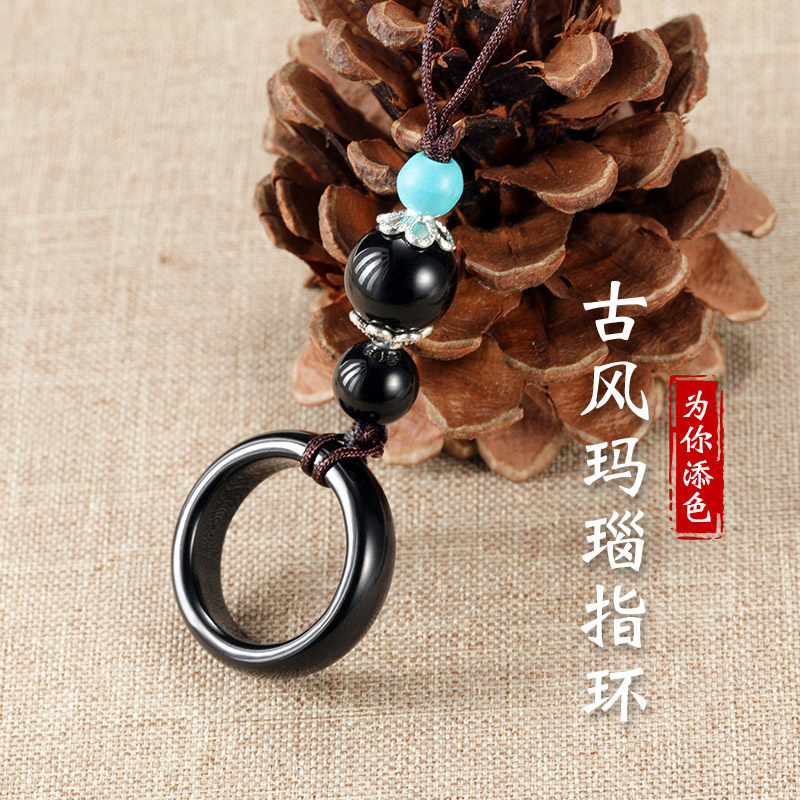 Chinese style mobile phone ring buckle lanyard net red ring key short wrist hand men's portable disc accessories small pendant agate jewelry women creative anti-lost rope multifunctional antique ring universal pendant