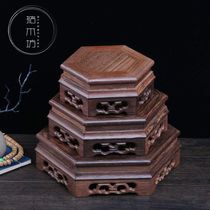 Solid wood wood hexagonal purple sand pot tea set base Mahogany chicken wing wood vase flower pot landscape wood Tomu seat
