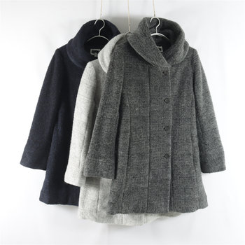 Mid-length daily single stand collar woolen jacket