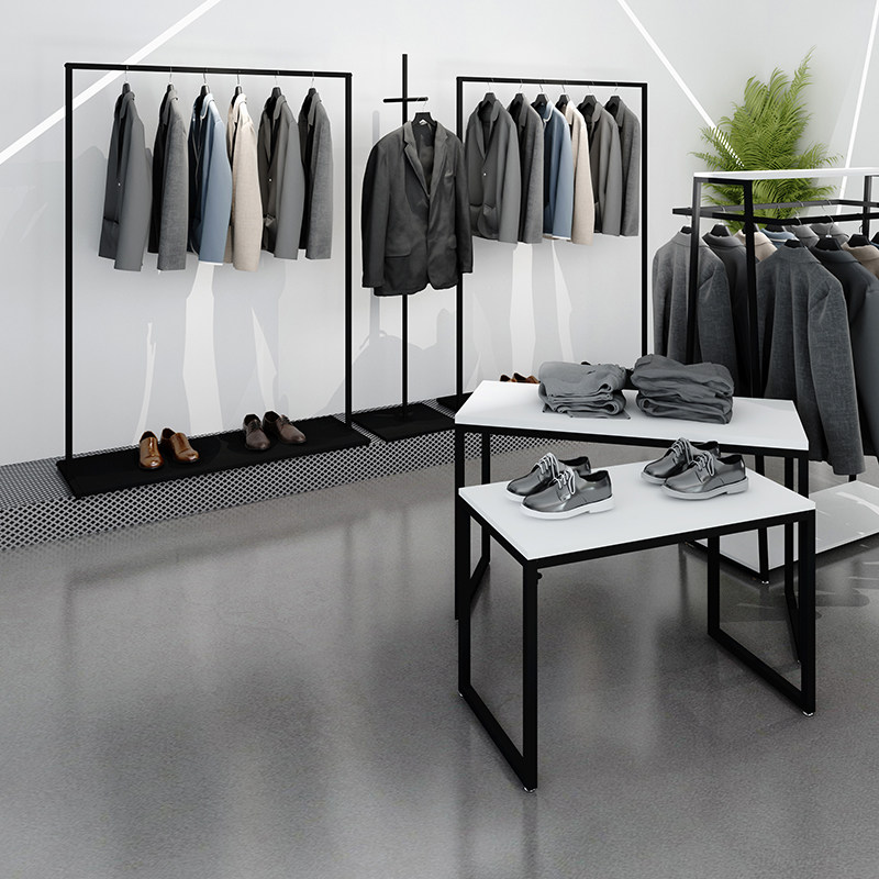 Clothing store display rack display rack black men's clothing store hanger floor-to-ceiling hanger clothing store special clothes hanger