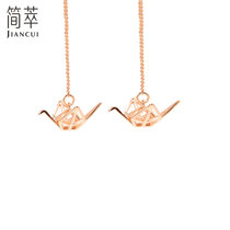 Jane Cui new silver jewelry EAR thread short style Thousand Paper Crane tassel earrings female temperament simple long niche design earrings