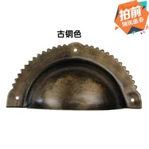 Imitation ancient furniture bronze handle pure copper semi-circle copper pull ring traditional Chinese medicine cabinet pull-box cabinet door drawer free of punching pure copper handle