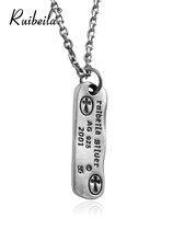 ruibeila925 Silver Vintage Rectangular Military Pendant Mens and Womens Necklace 925 Silver Street Hip Hop Chain