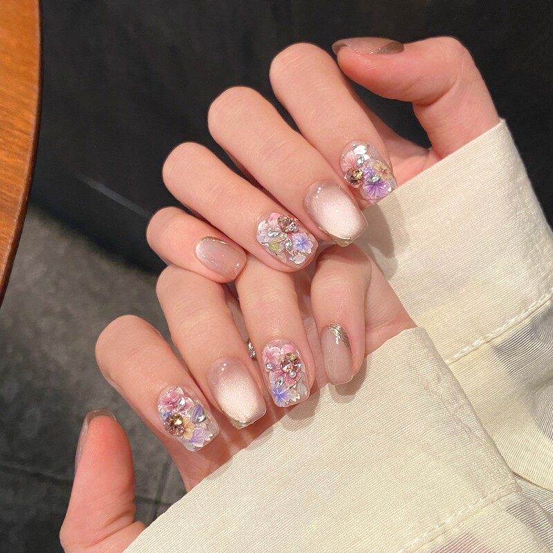 【Flower Rhythm】Exquisite Spring Limited Edition Dried Flower Cat Eye Elegant Light Luxury Exquisite Handmade Wearable Nails