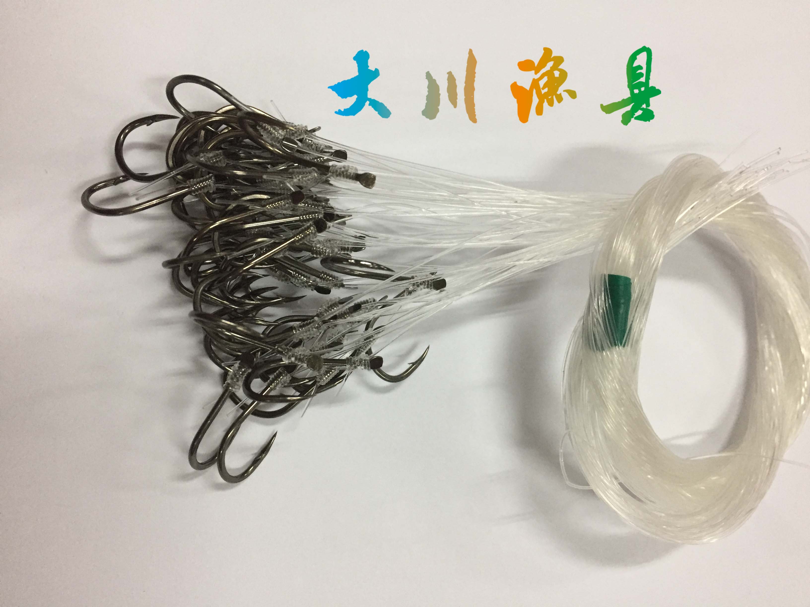 Pure hand-made strap-hooked fish hook-bound single-linked with a tied subline set with a hook-tied subline