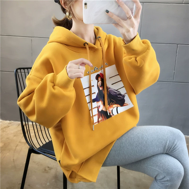 Hiển thị ba màu của phụ nữ thủy triều thương hiệu kích thước lớn cộng với nhung dày áo len bông của phụ nữ giản dị phù hợp tất cả mùa thu và mùa đông Hàn Quốc áo rộng - Thể thao lông cừu / jumper