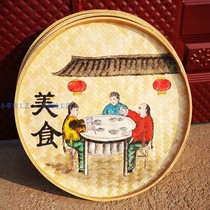 Bamboo hand-painted dustwood painting painted Tea House restaurant farmhouse hanging painting decorative painting signature painting decorative painting