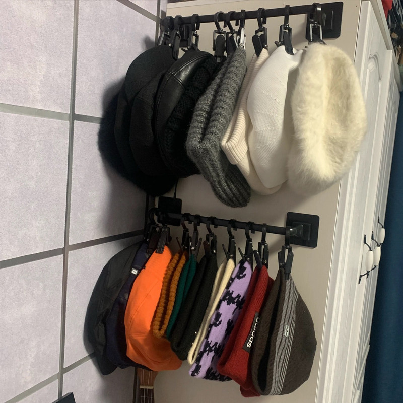 Hat storage wall hanging finishing artifact wardrobe hanging scarf saliva towel rack multifunctional plastic hook