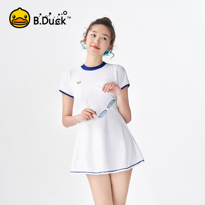 B Duck little yellow duck swimsuit female summer 2021 new even body cover slim and conservative large size Fat mm Bubbles Spa